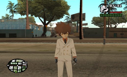 Tsunayoshi Sawada (white suit) from Katekyo Hitman Reborn