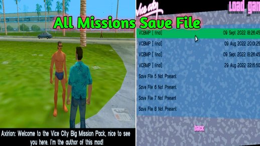 Vice City Big Mission Pack Save File