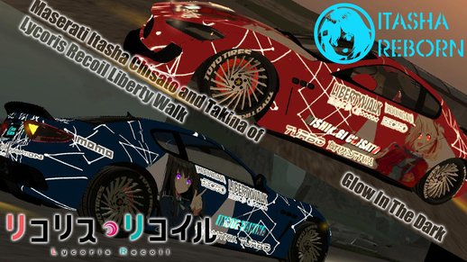 Maserati Itasha Chisato and Takina of Lycoris Recoil Liberty Walk