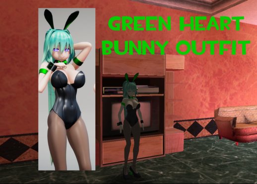 Green Heart Bunny Outfit