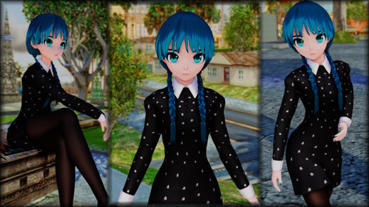 Hatsune Miku Wednesday Addams Cosplay