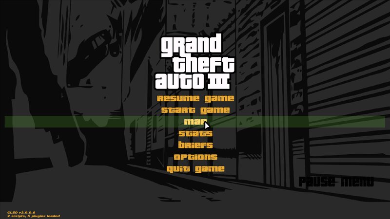 Map in the game menu for GTA 3