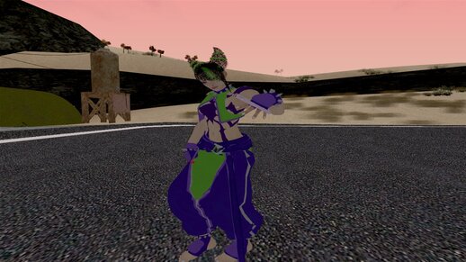 SKIN DE Juri con traje verde y morado de Street Fighter 6