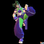 SKIN DE Juri con traje verde y morado de Street Fighter 6