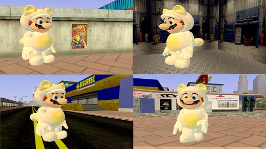 Mario Tanooki Blanco Suit o con traje mapache tanuki Blanco de Super Mario 3D World de Wii U