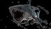 Scary Exaggerated Shark With Long Teeth o Tiburón aterrador y exagerado con dientes largos