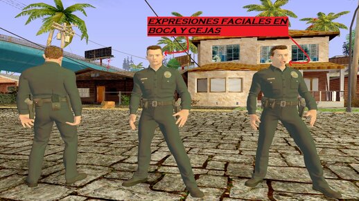 Policía patrullero T-1000 de Terminator 2 el juicio final de Mortal Kombat 1 normal CON EXPRESIONES FACIALES EN BOCA Y CEJAS