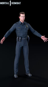 Policía patrullero T-1000 de Terminator 2 el juicio final de Mortal Kombat 1 normal CON EXPRESIONES FACIALES EN BOCA Y CEJAS