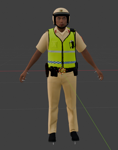 Vietnamese Traffic Police With Pith Helmet For Mobile