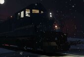 A freight train decked out in Blue Train colors